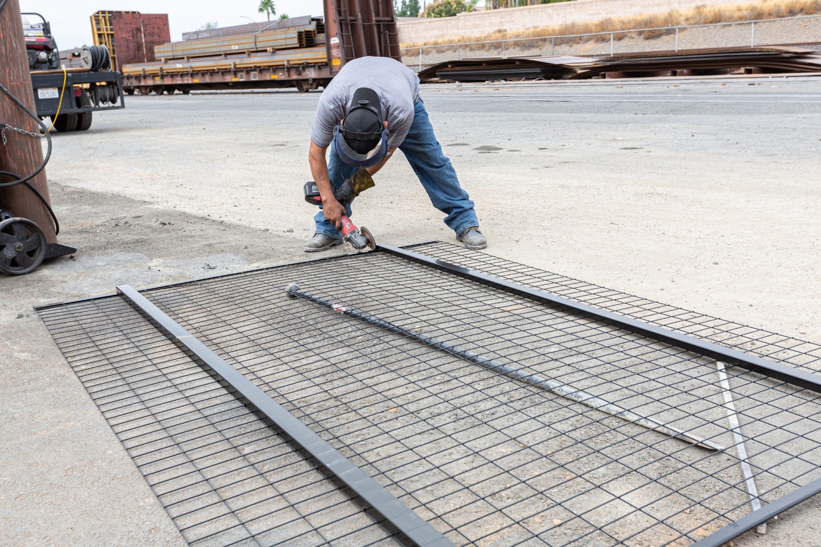 Iron grilles, awning and metal deck